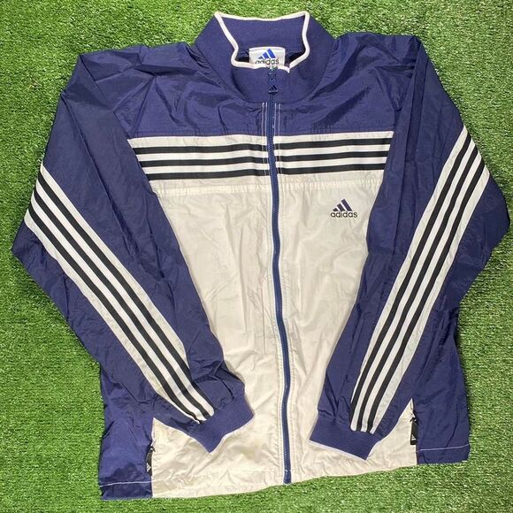 Adidas Men's Blue and White Jacket - Picture 1 of 4